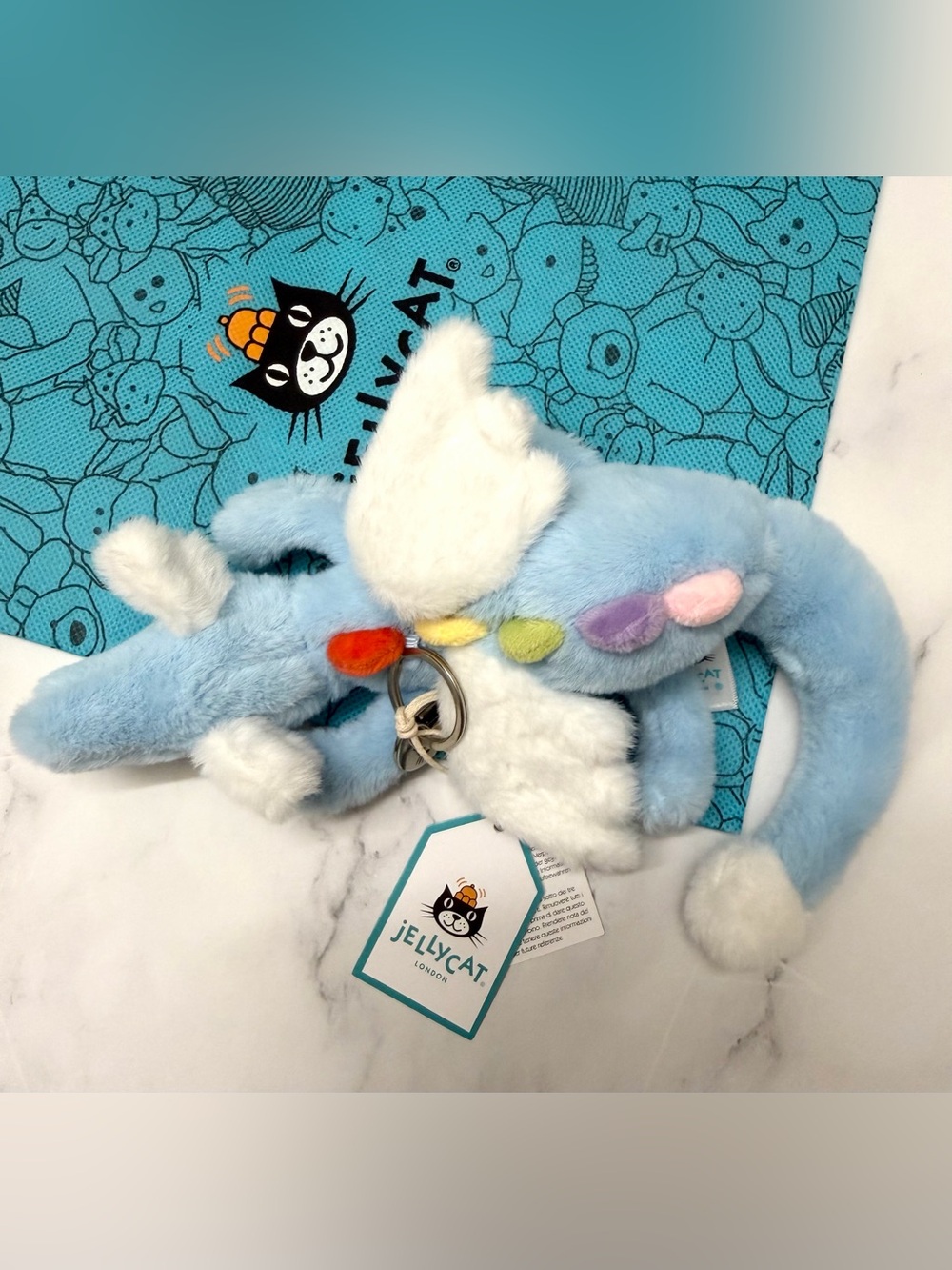 Jellycat Light Blue Plush Sky Dragon Keychain Bag Charm